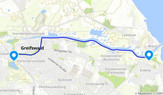 Kartenausschnitt Greifswald